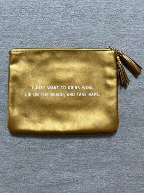 NWOT, Elum Designs Gold Vegan Leather Clutch Pouch